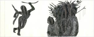 Diary, series, 16 pieces, ballpoint pen drawing, size approx. 18 x 40 cm, 2003, Silvia Nettekoven